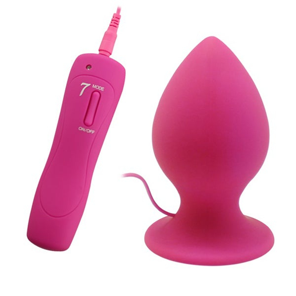 Пробка с вибрацией "XL Anal Plug" на присоске, розовая 