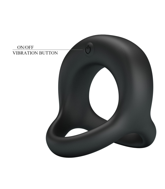 Эрекционное кольцо с подхватом мошонки "Pretty Love Elliott" с вибрацией, черное 